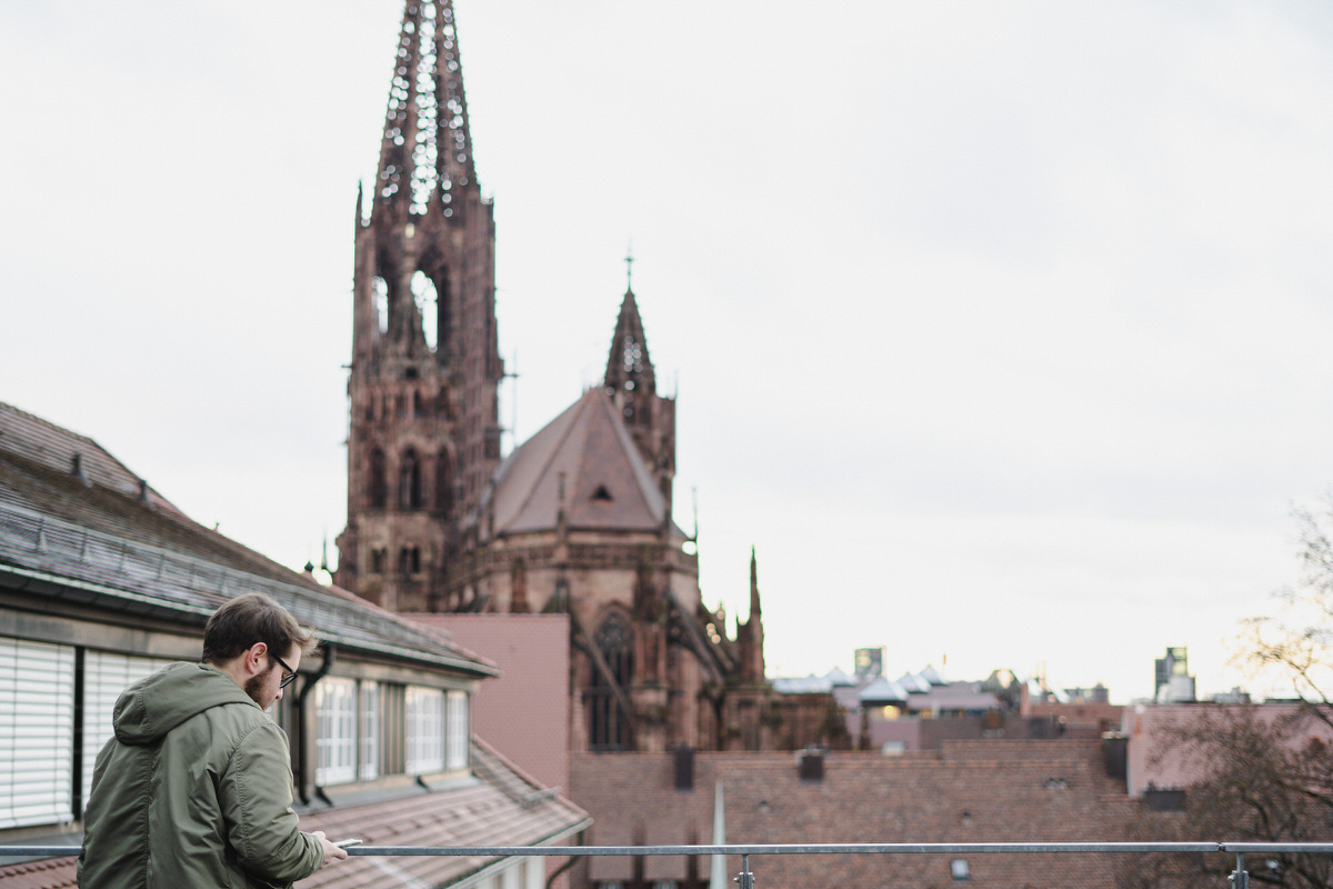 Ausblick von der Dachterrasse auf das Münster
